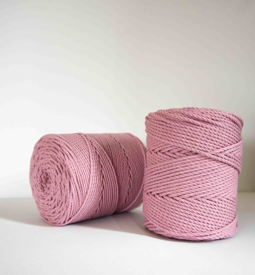 Three-ply cotton cord. Soft pink