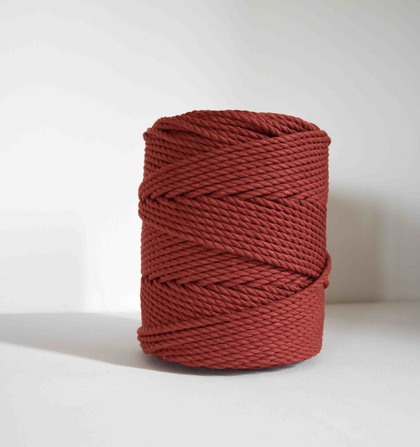 Three-ply cotton cord. Rustic red