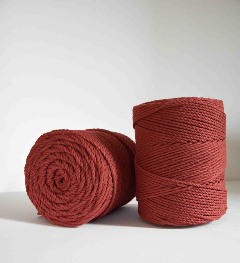 Three-ply cotton cord. Rustic red