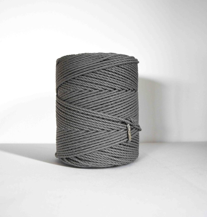 Three-ply cotton cord. Dark grey