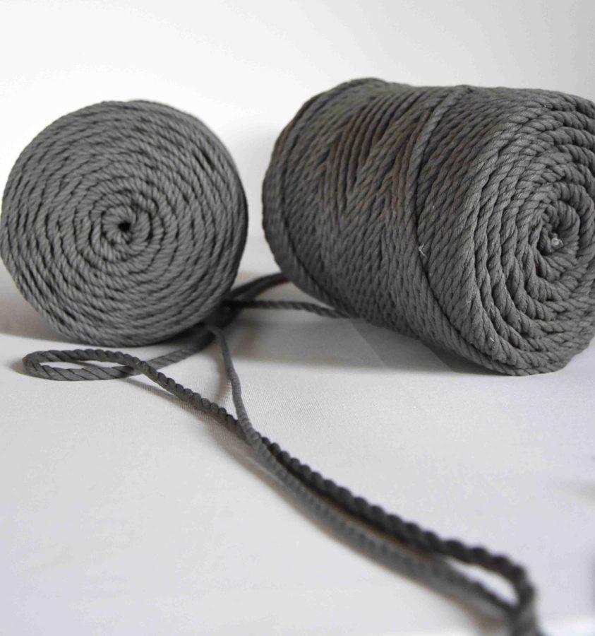 Three-ply cotton cord. Dark grey