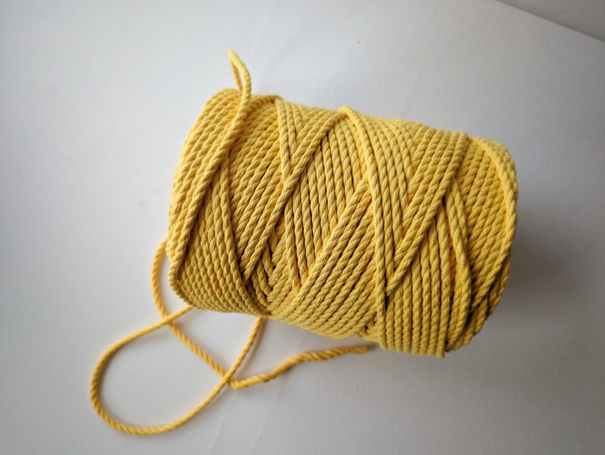 Three-ply cotton cord. Yellow