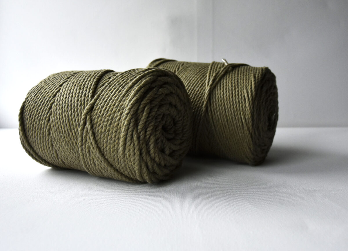 Three-ply cotton cord. Moss green