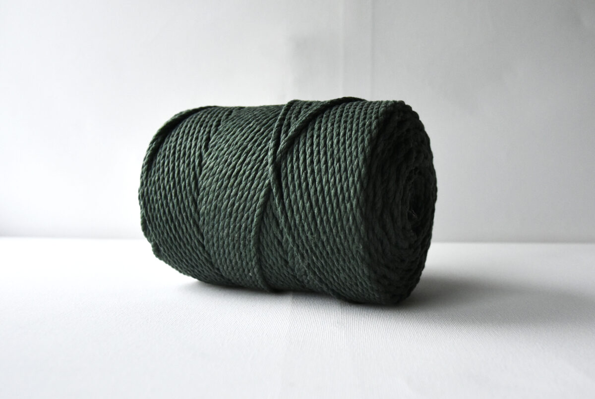 Three-ply cotton cord. Dark green
