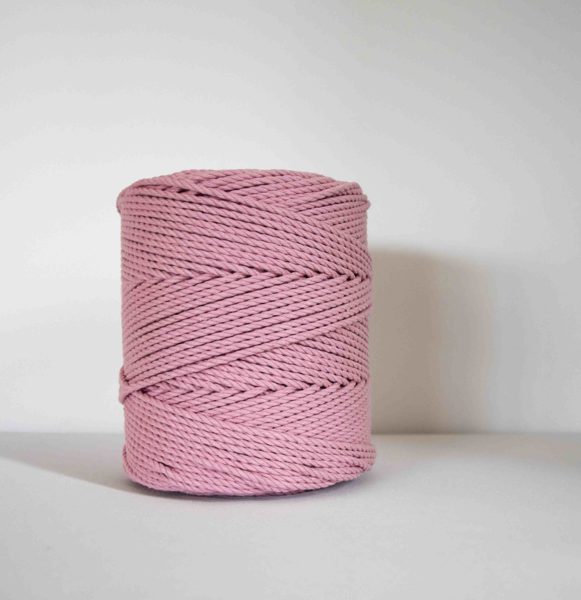 Three-ply cotton cord. Soft pink