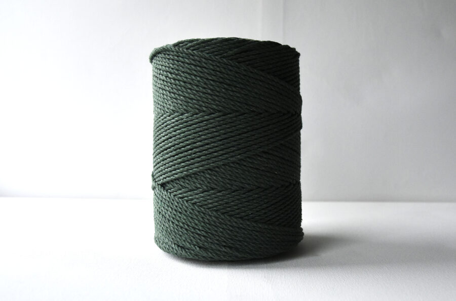 Three-ply cotton cord. Dark green